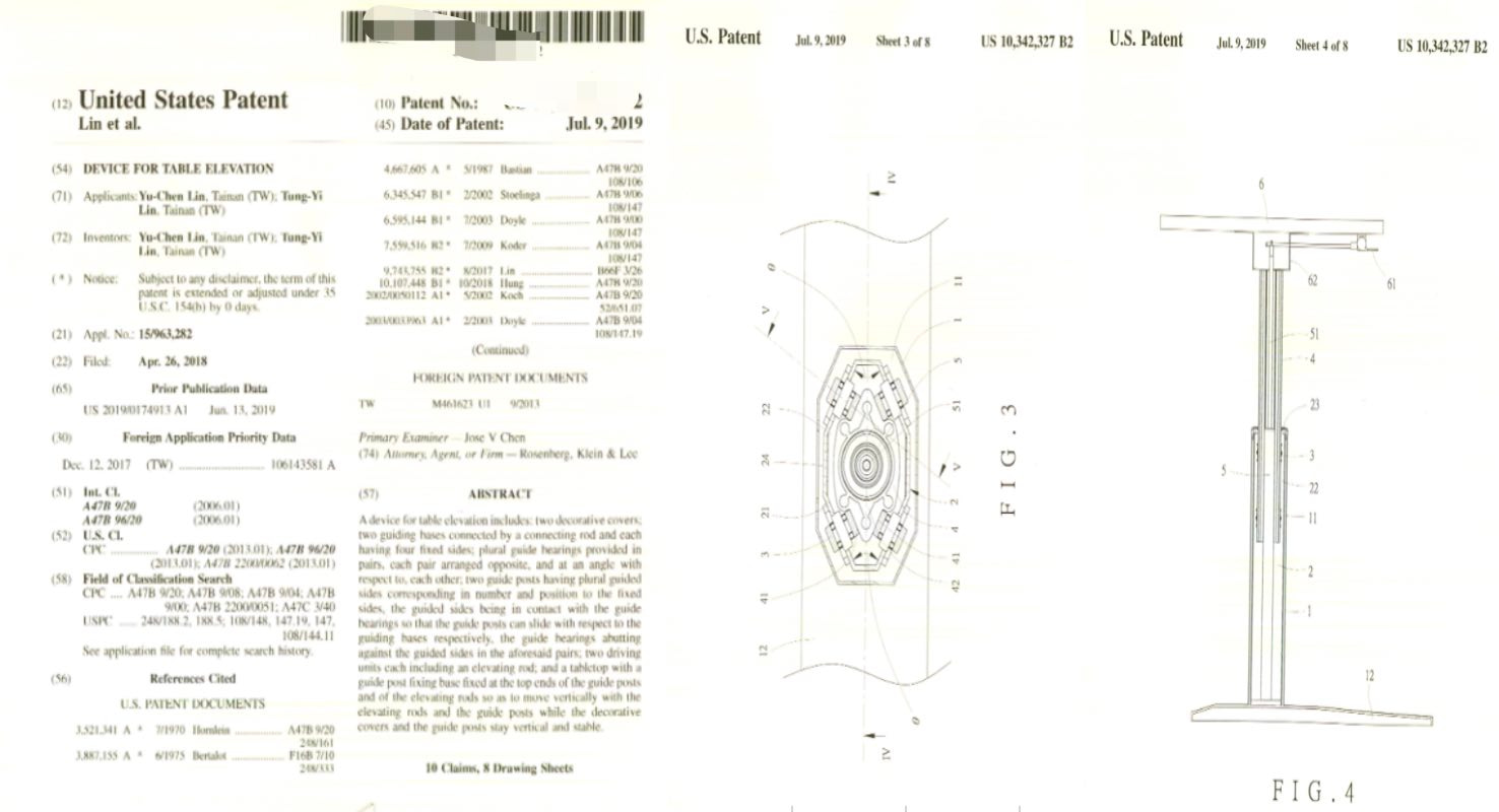 pneumatic standing desk patent